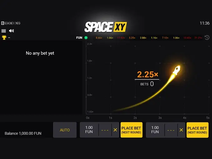 SpaceXY crash game gameplay screenshot by BGaming